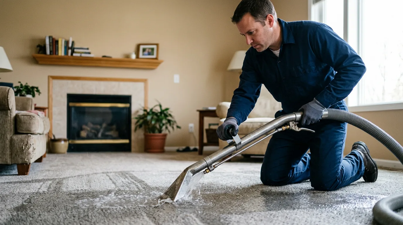Water damage restoration technician working near Lopez Island, WA